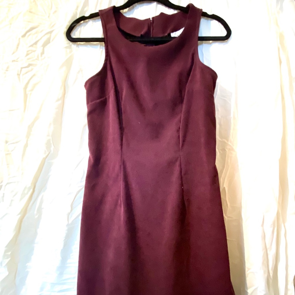 Red wine colored mid length dress